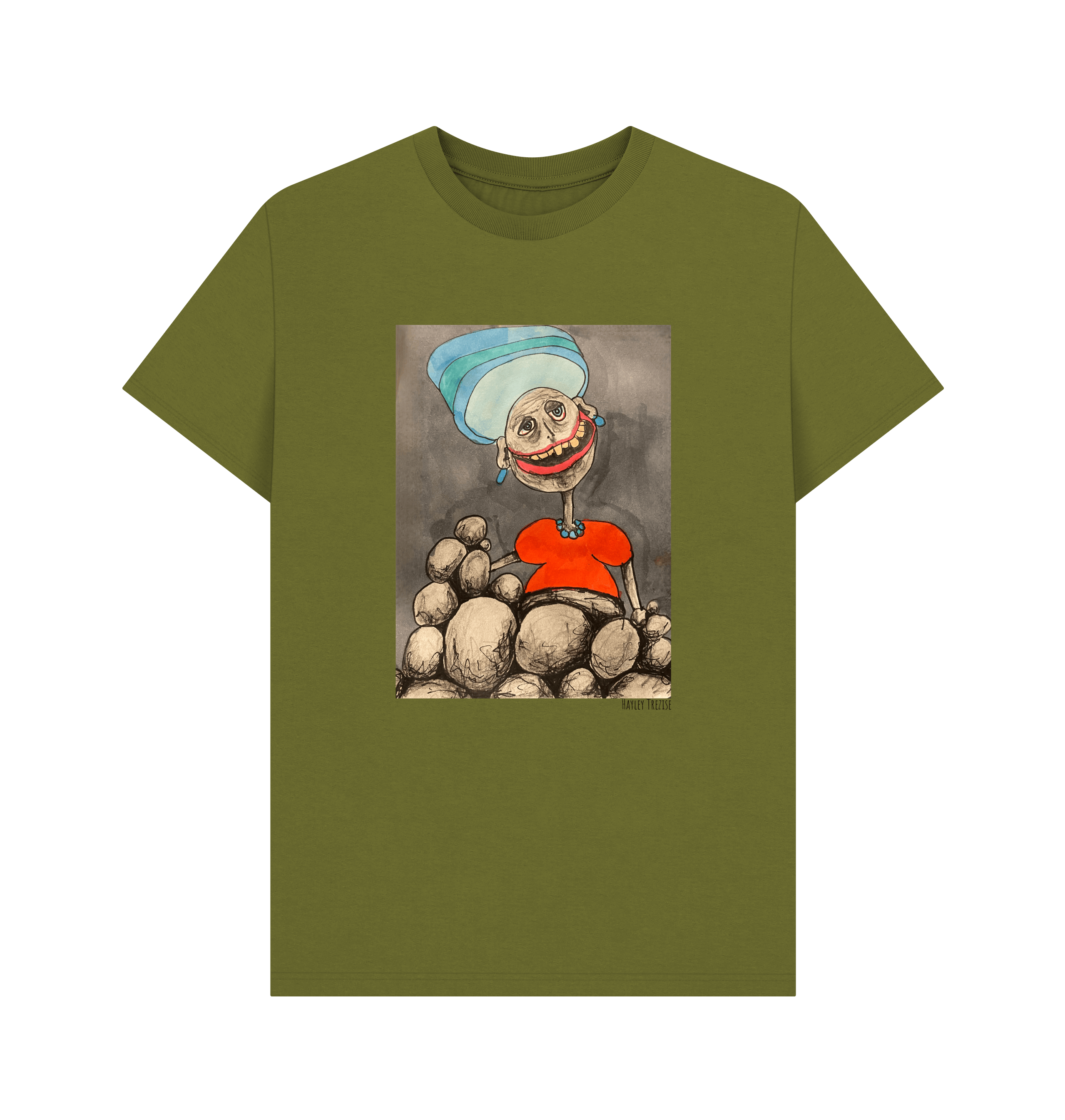 Moss Green Printed T-shirt Front