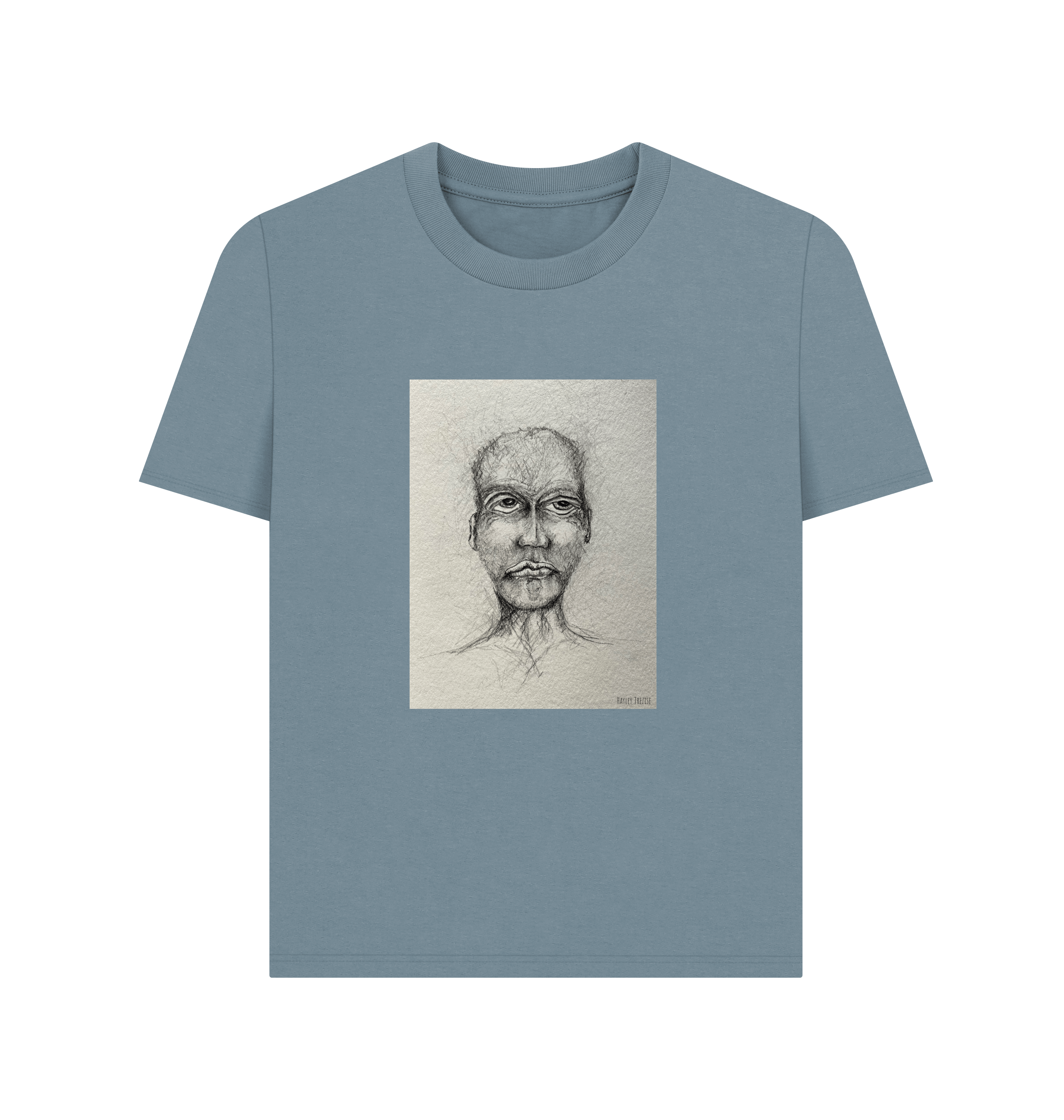 Stone Blue Printed T-shirt Front