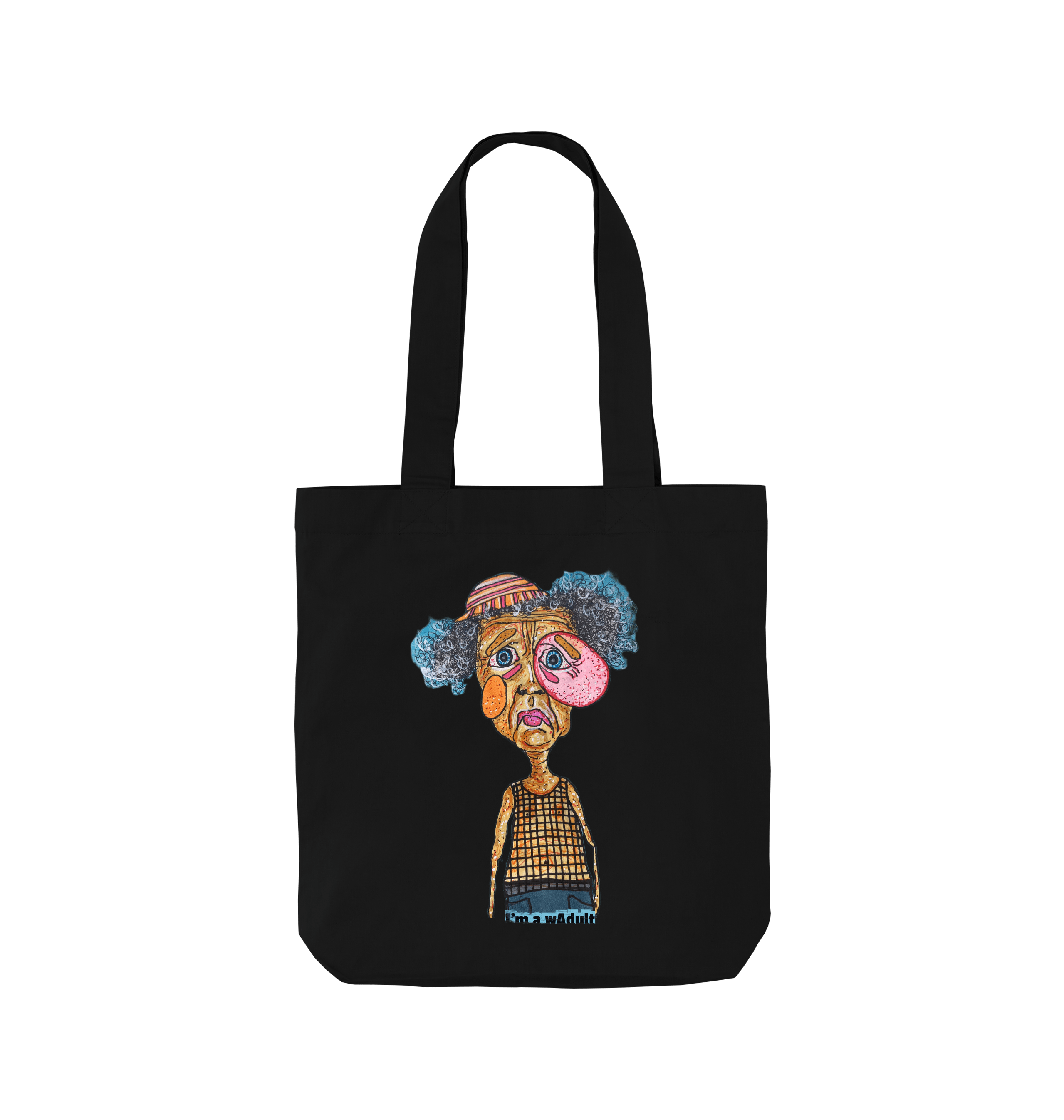 Black Printed Bag Front