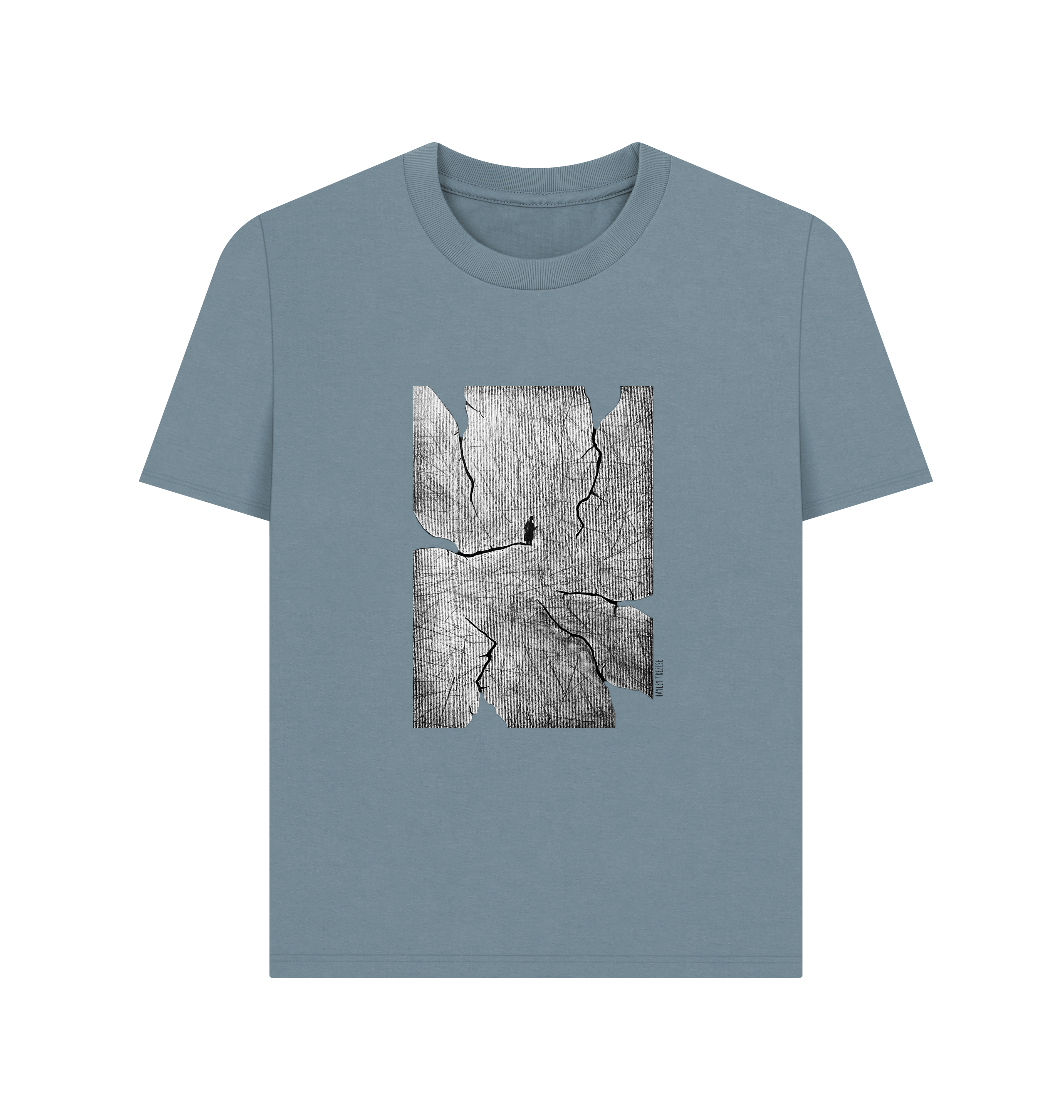 Stone Blue Printed T-shirt Front
