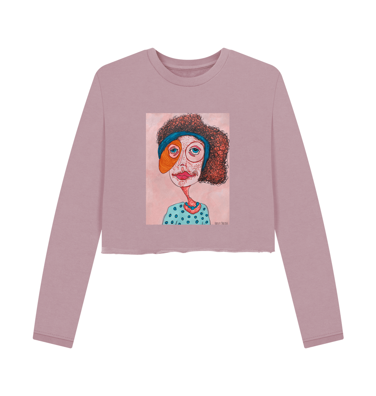 Mauve Printed Boxy Jumpers Front