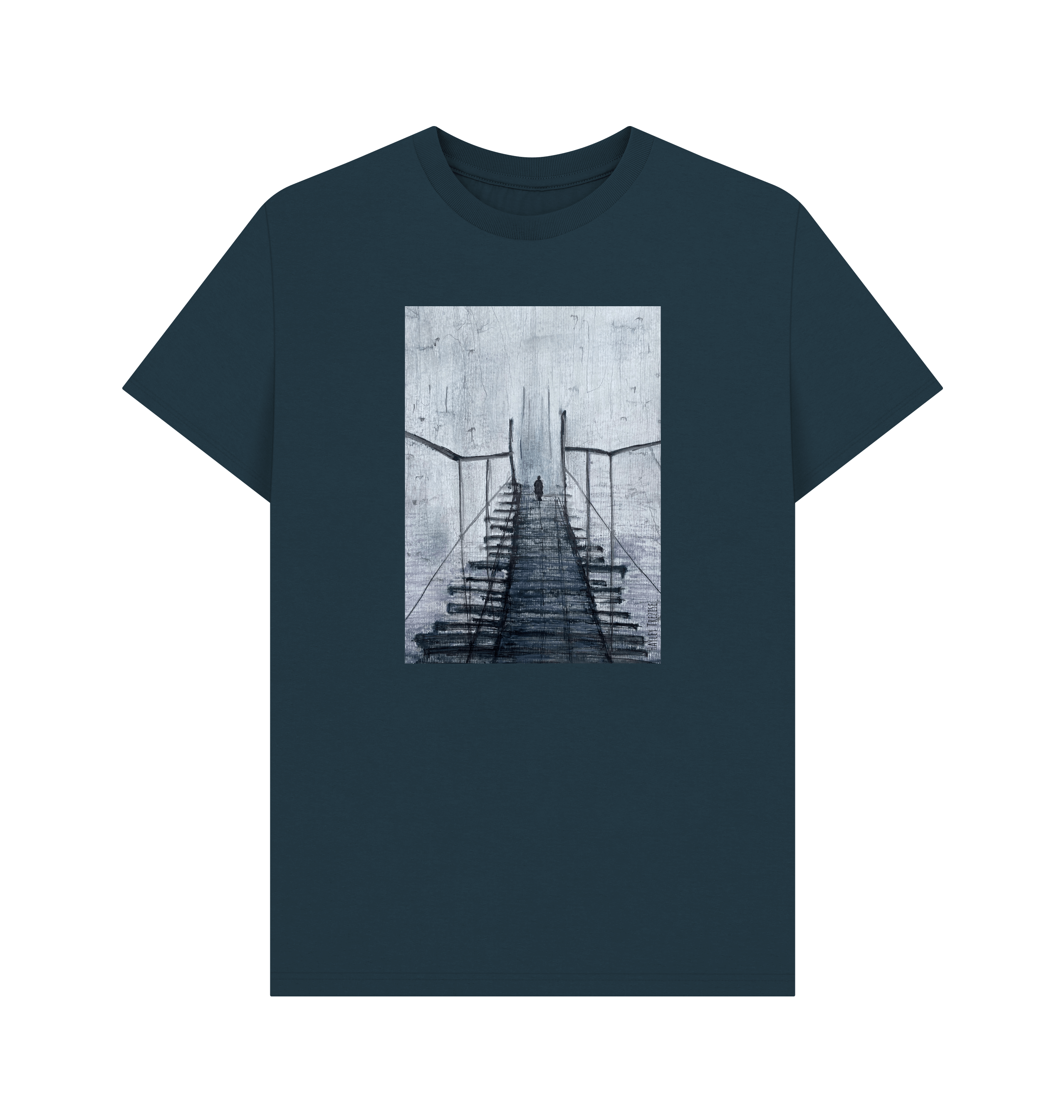 Denim Blue Printed T-shirt Front