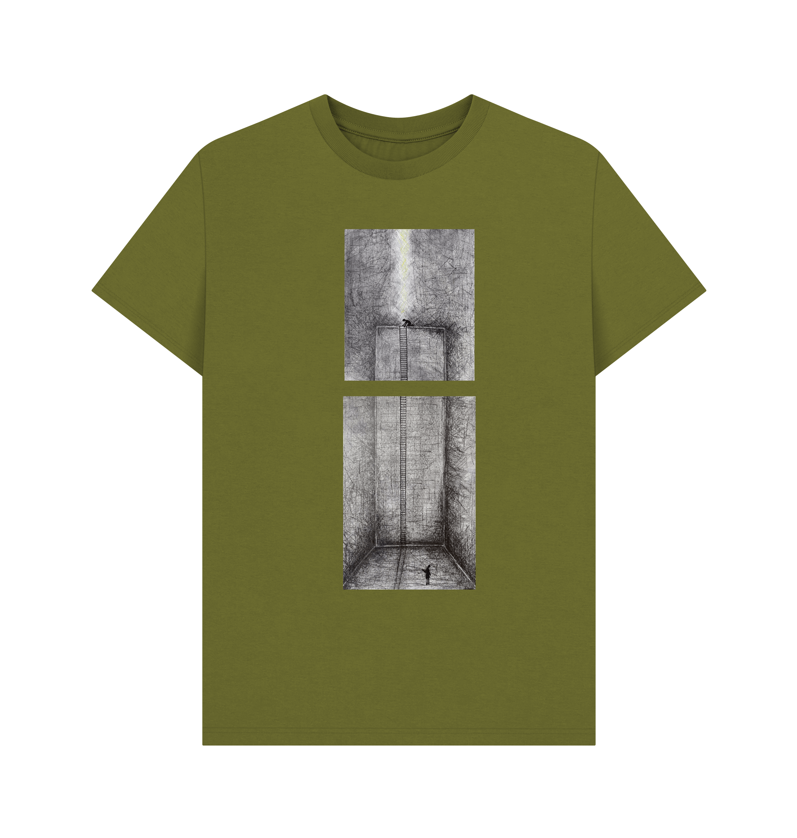 Moss Green Printed T-shirt Front