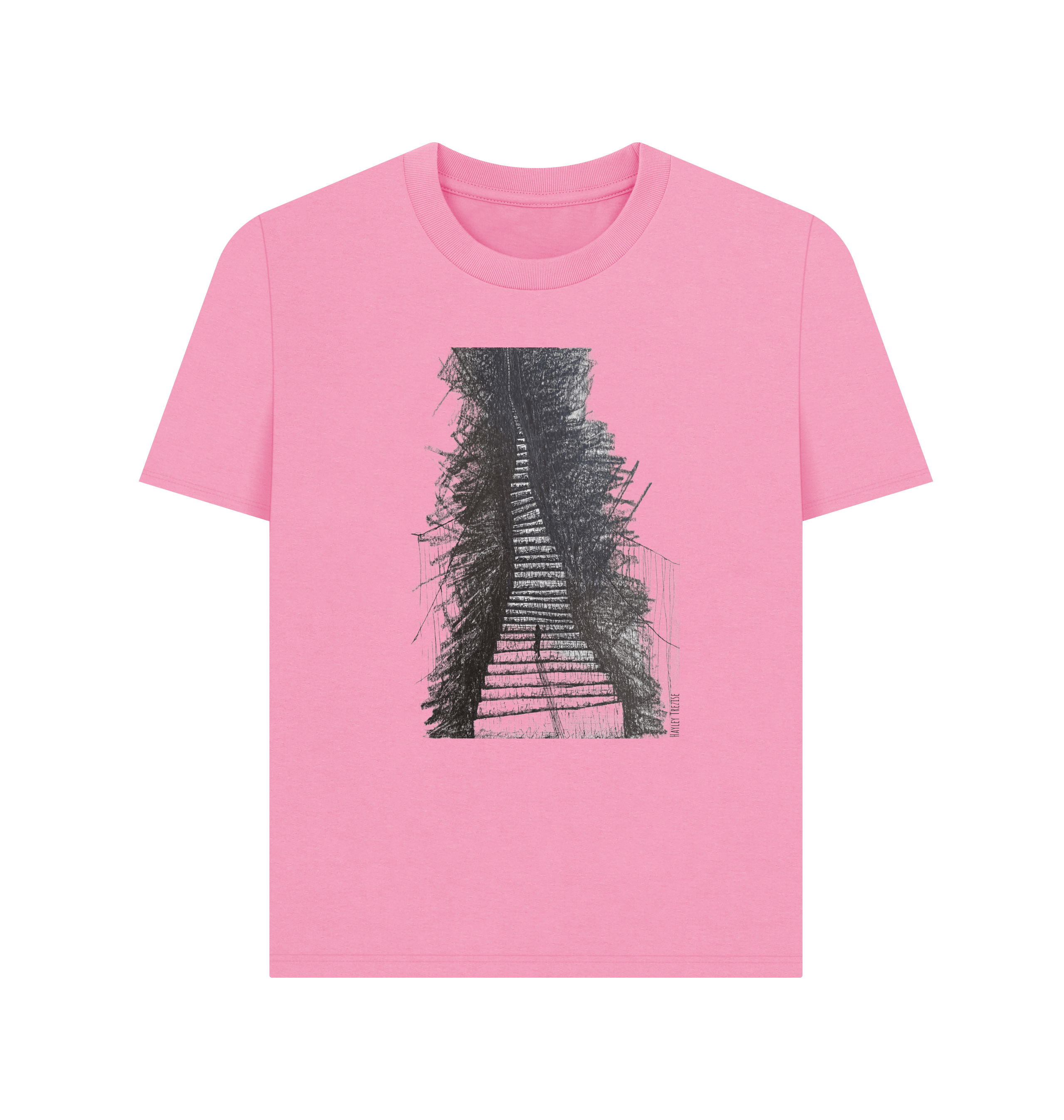 Rose Pink Printed T-shirt Front