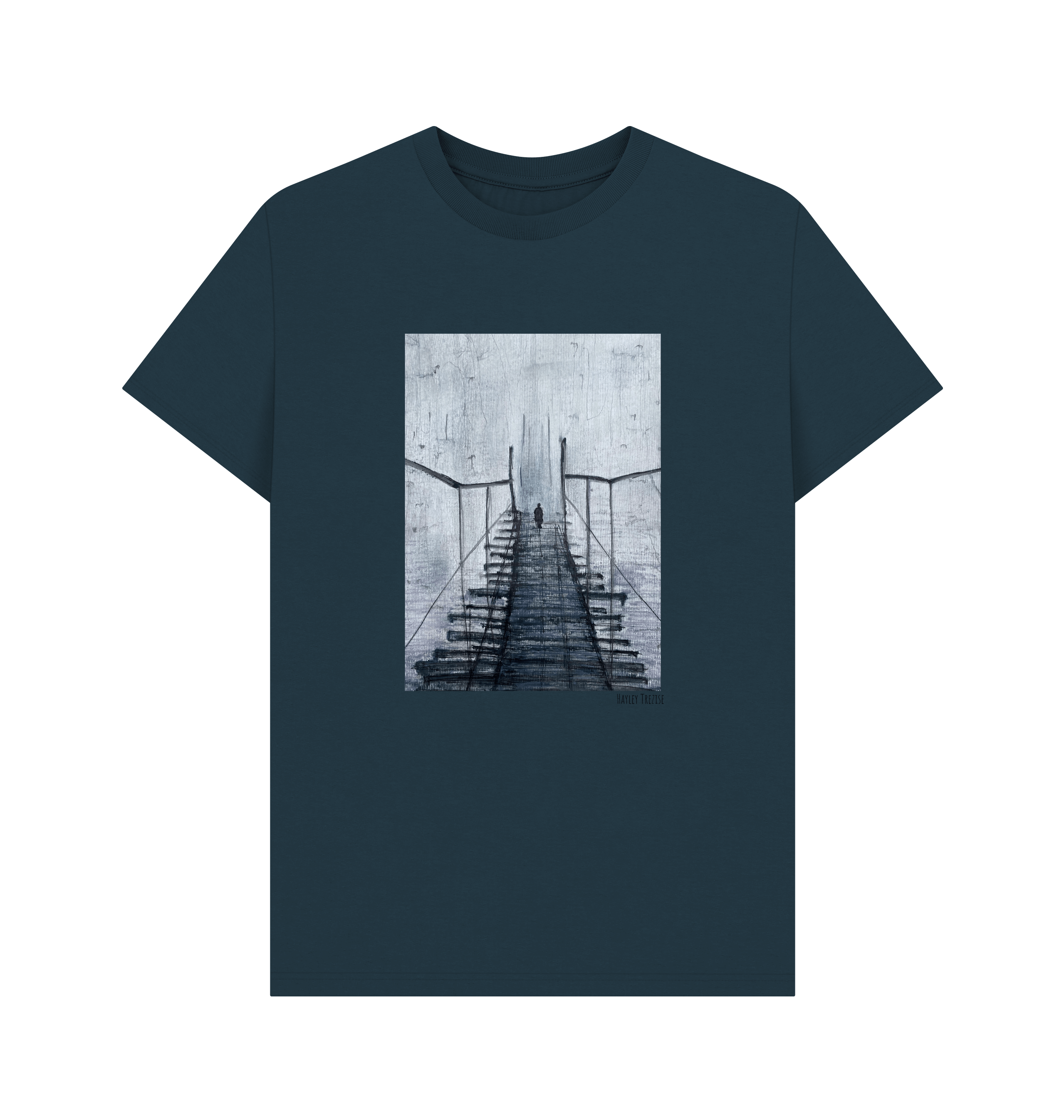 Denim Blue Printed T-shirt Front