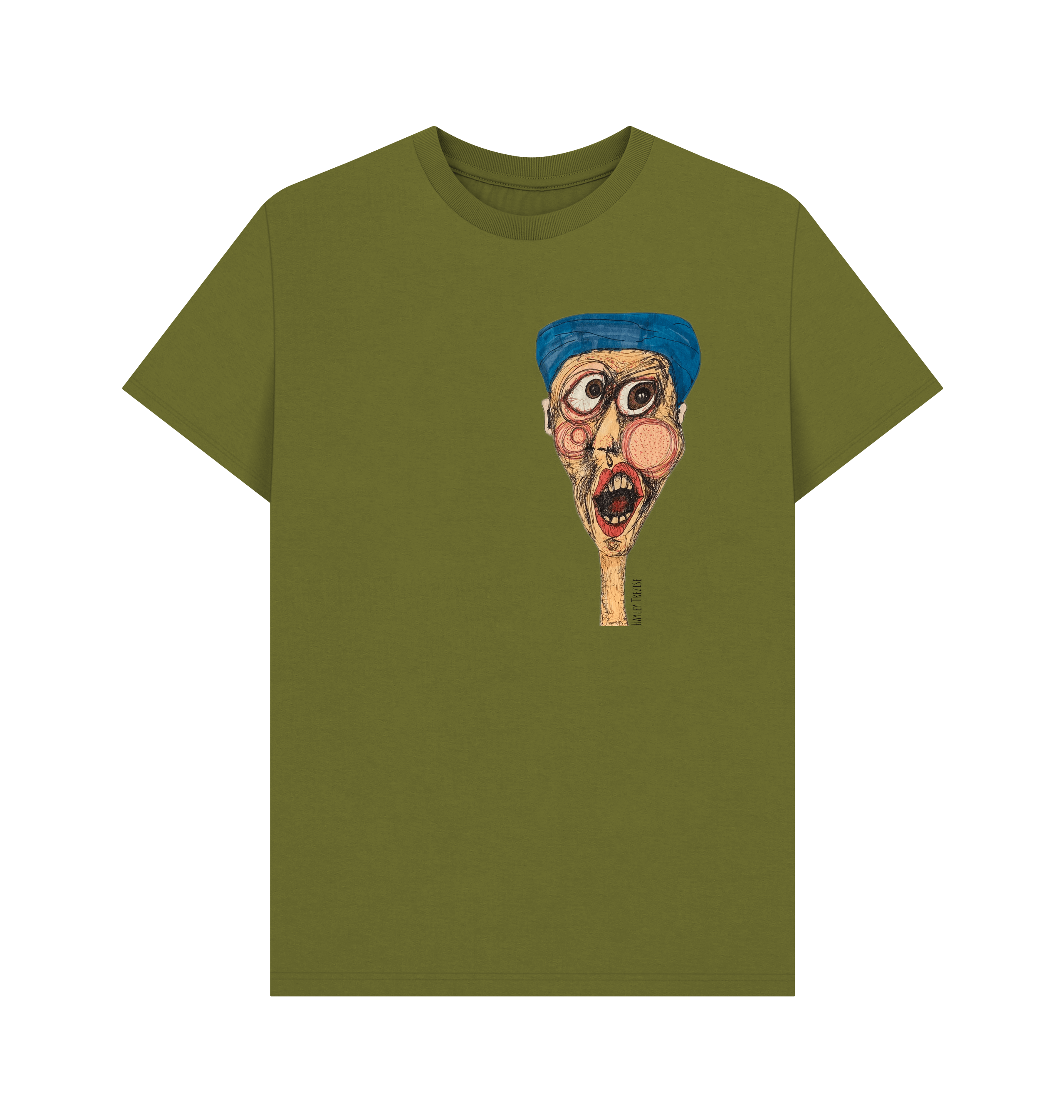 Moss Green Printed T-shirt Front
