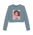 Stone Blue Printed Boxy Jumpers Front
