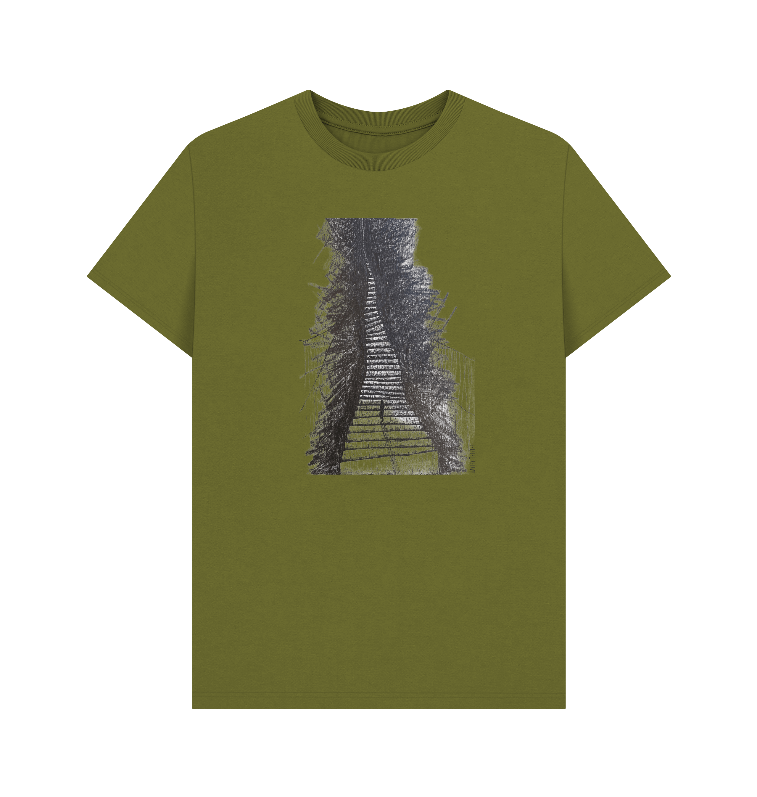 Moss Green Printed T-shirt Front