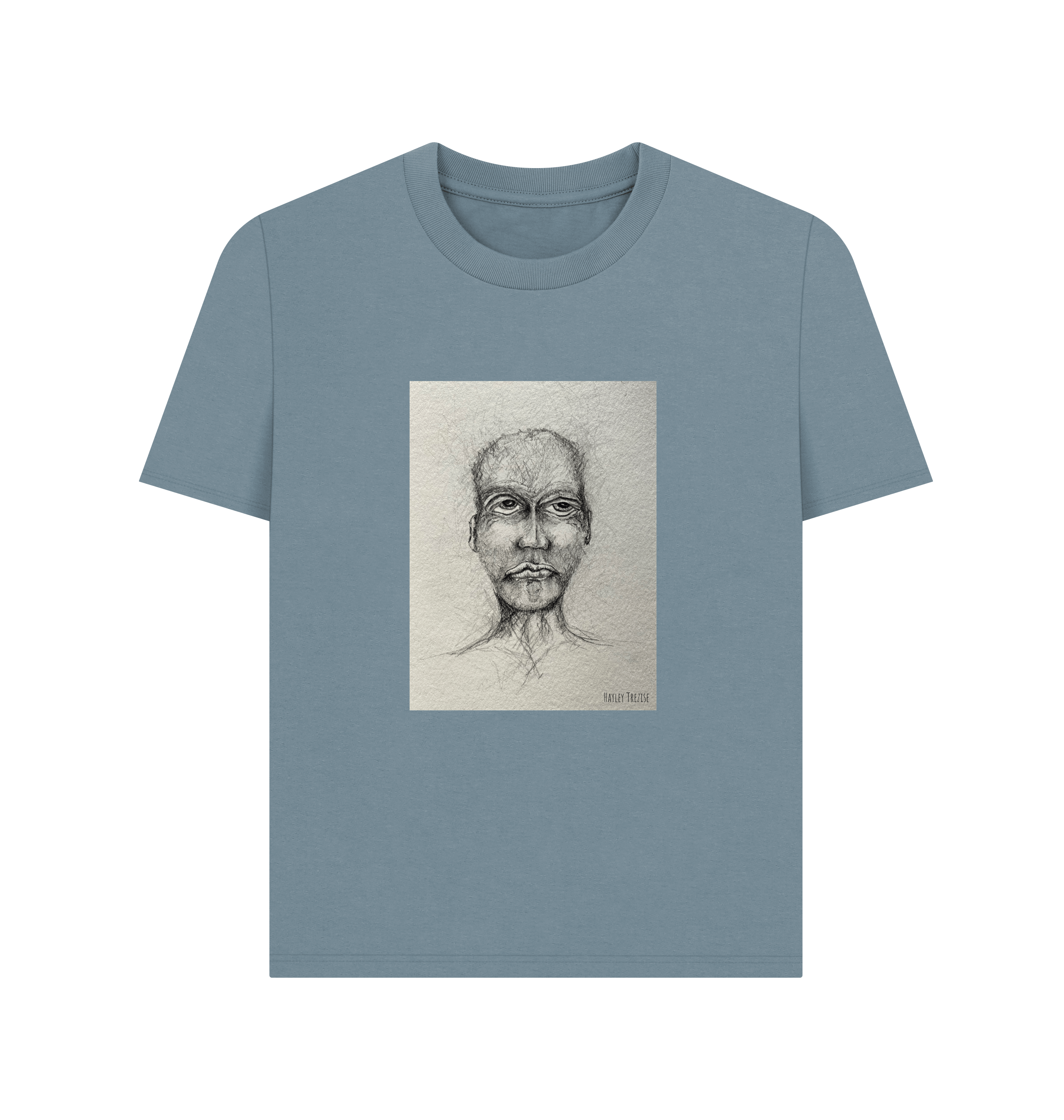 Stone Blue Printed T-shirt Front