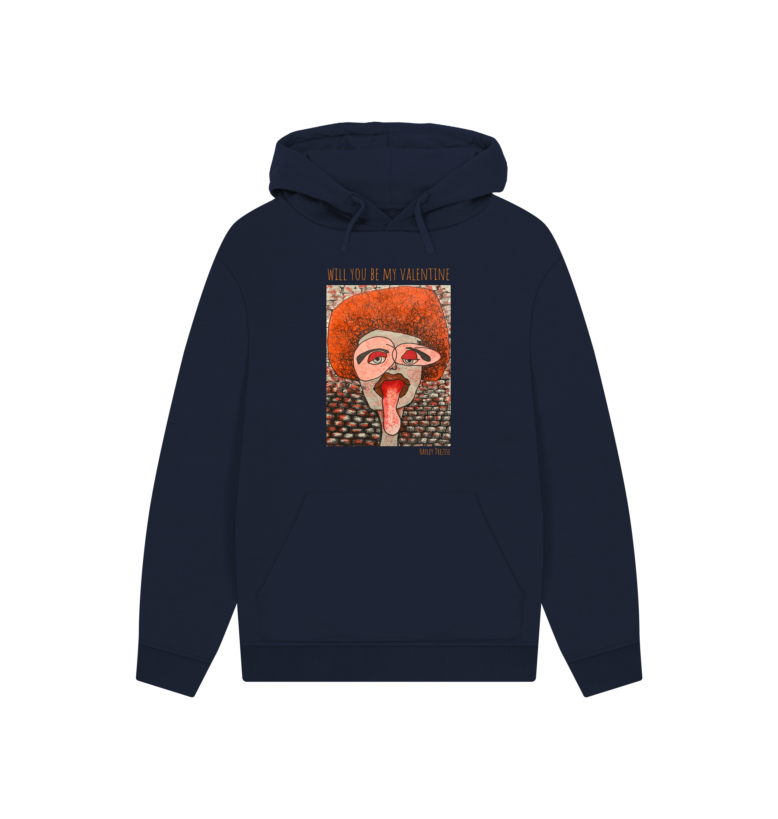 Navy Printed Hoody Front