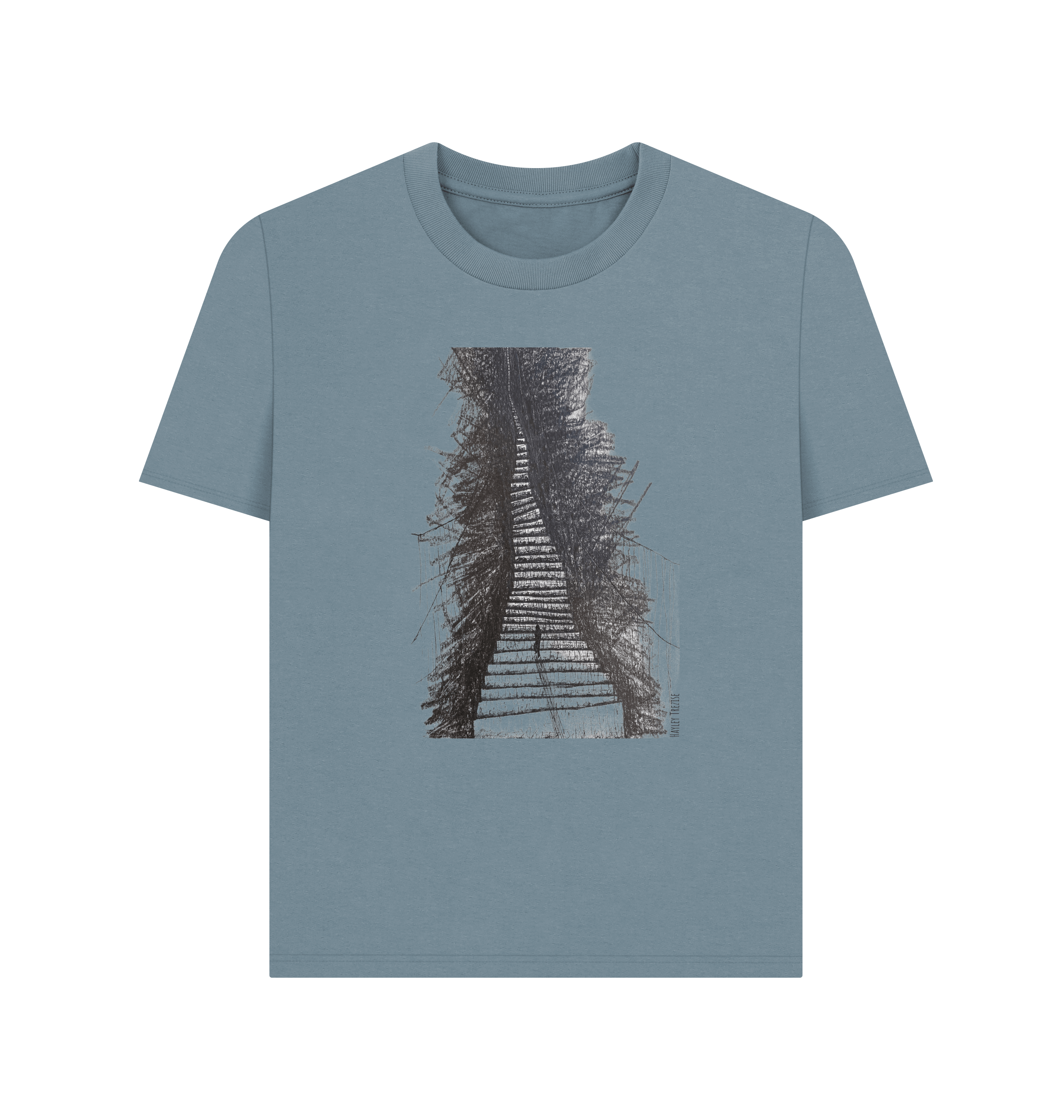 Stone Blue Printed T-shirt Front
