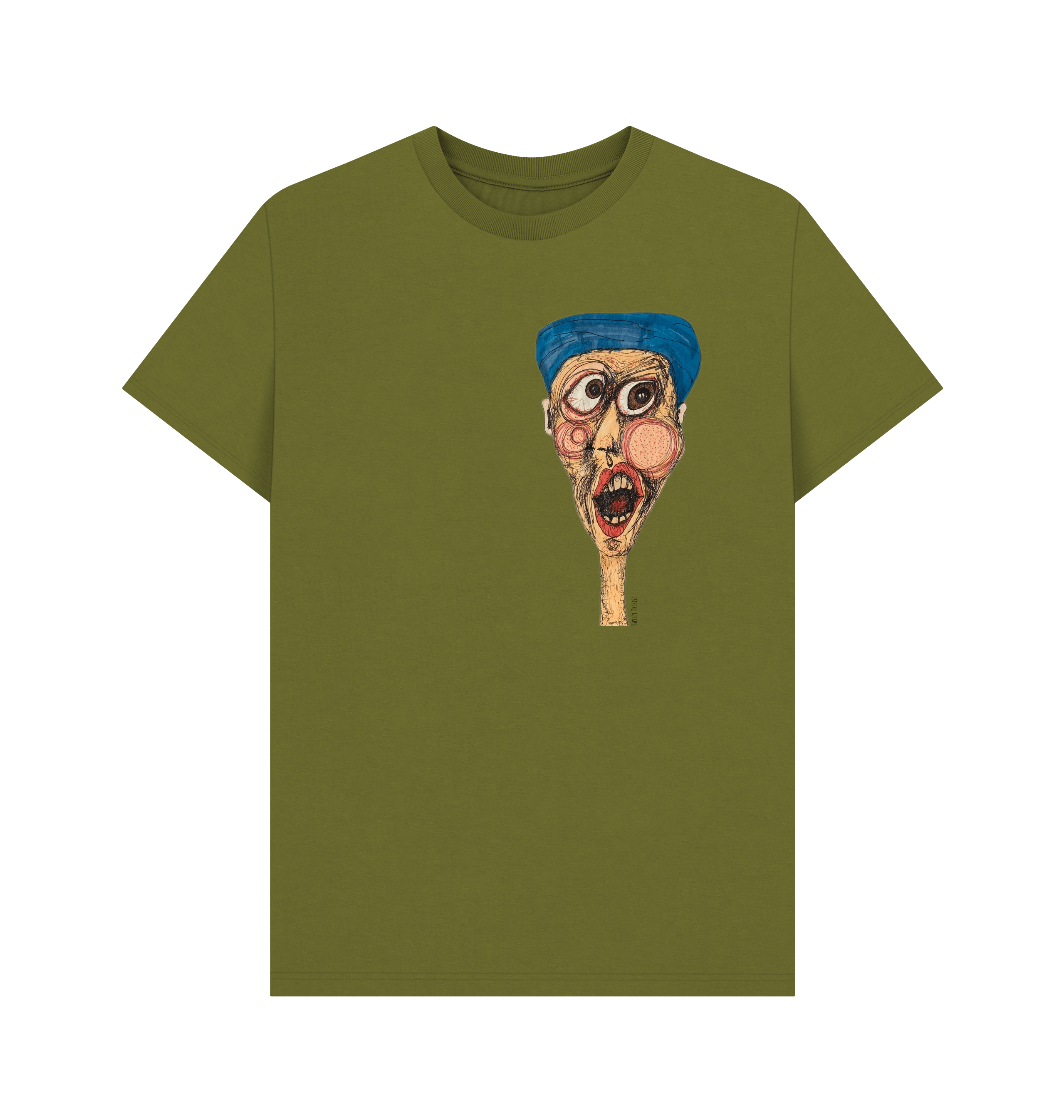 Moss Green Printed T-shirt Front