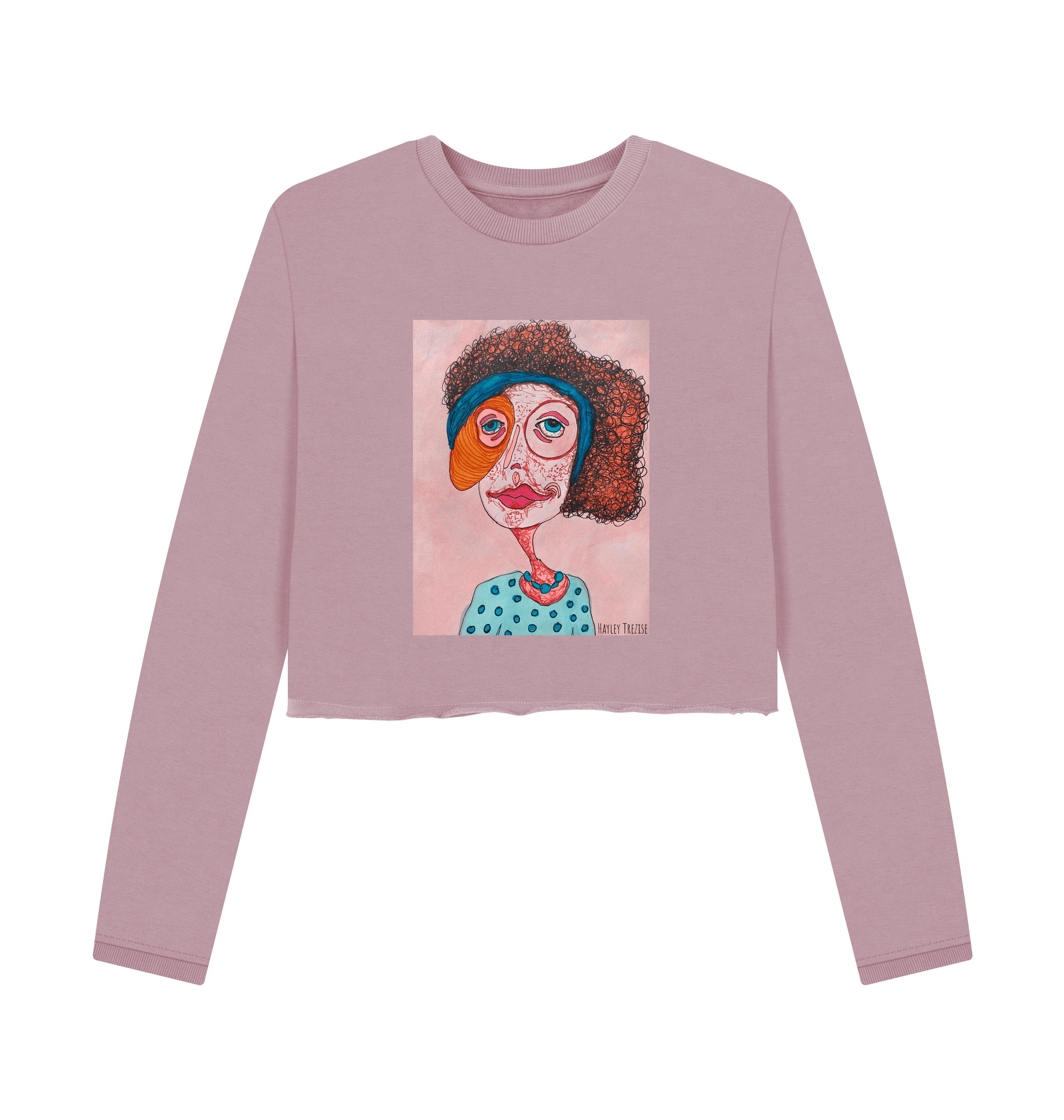Mauve Printed Boxy Jumpers Front