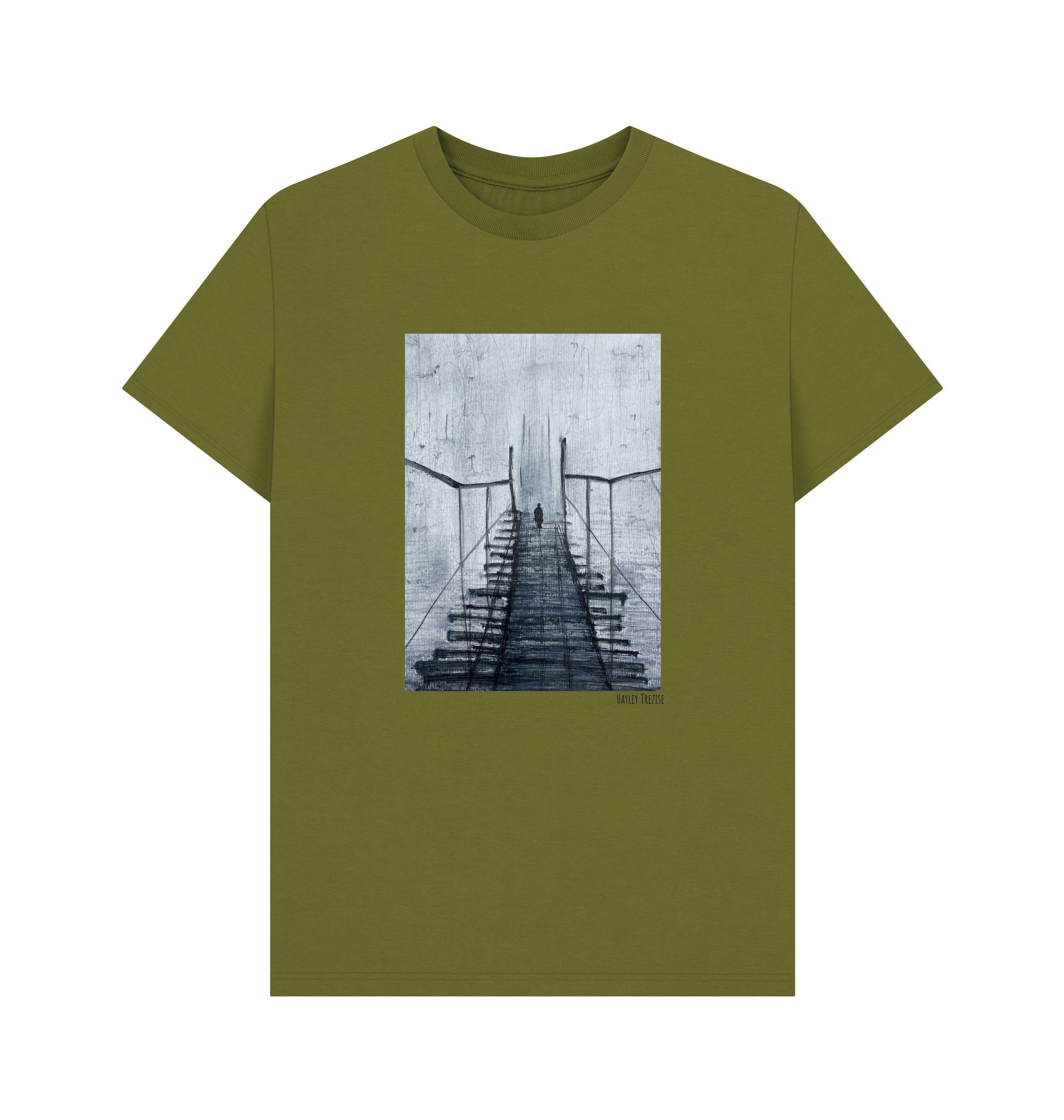 Moss Green Printed T-shirt Front