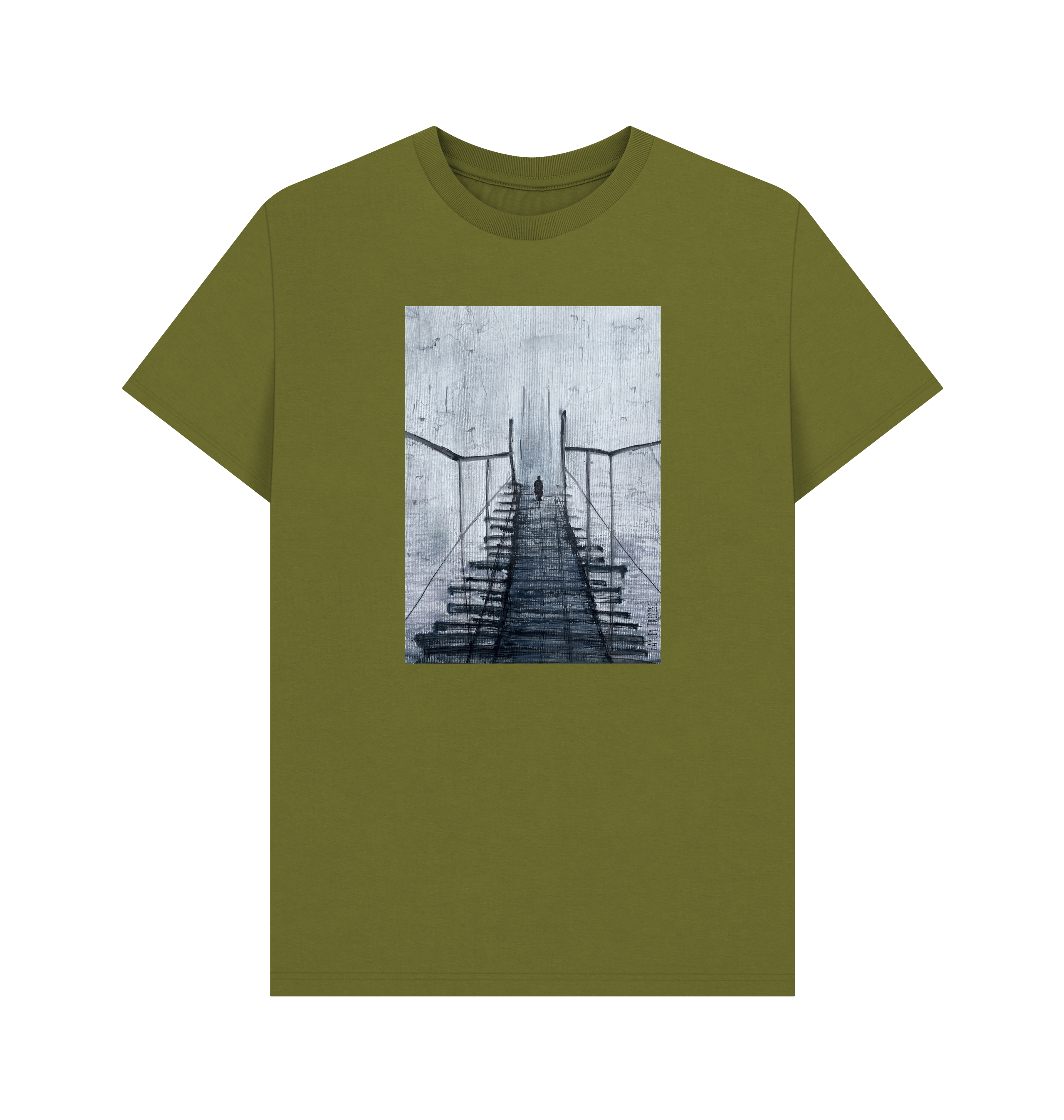 Moss Green Printed T-shirt Front