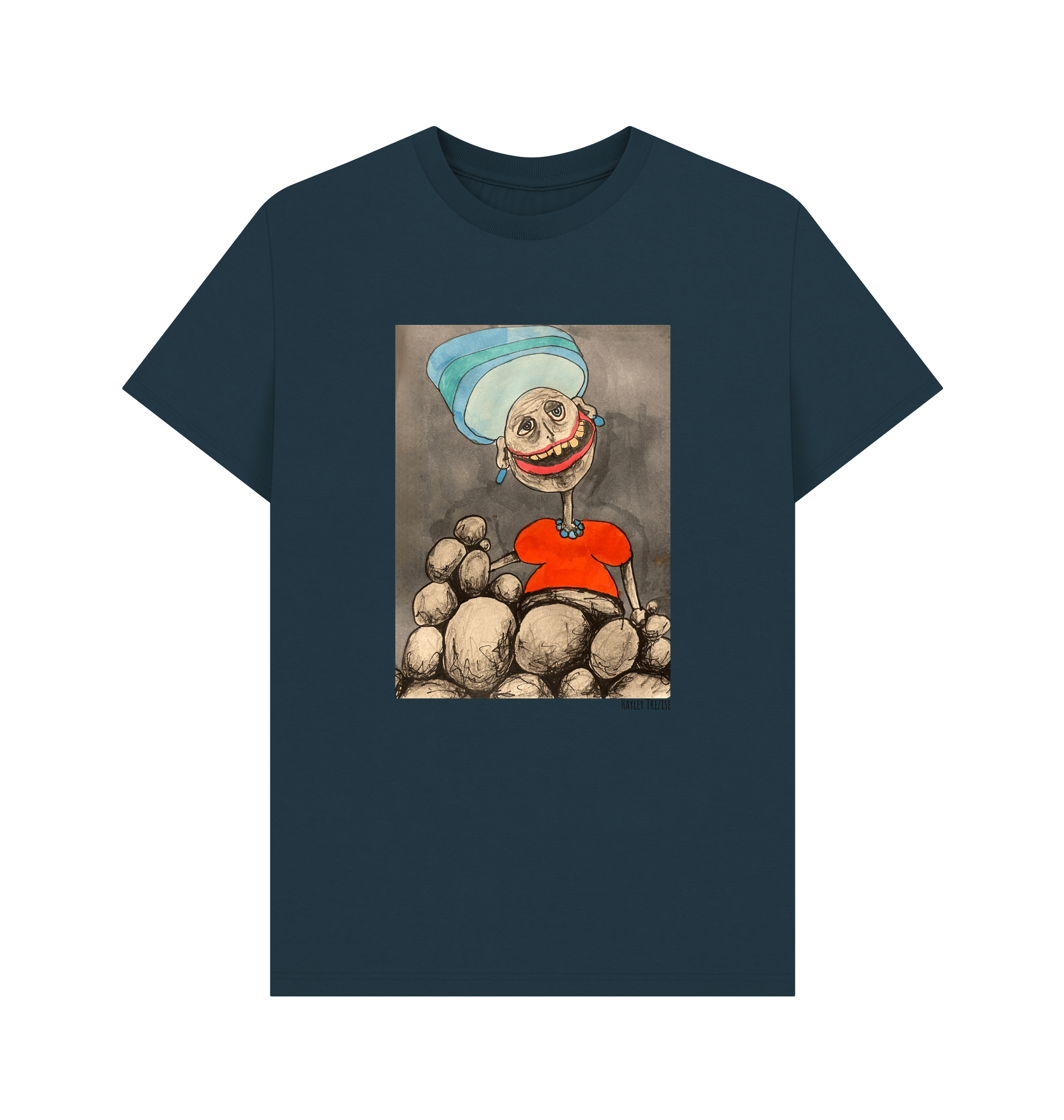 Denim Blue Printed T-shirt Front