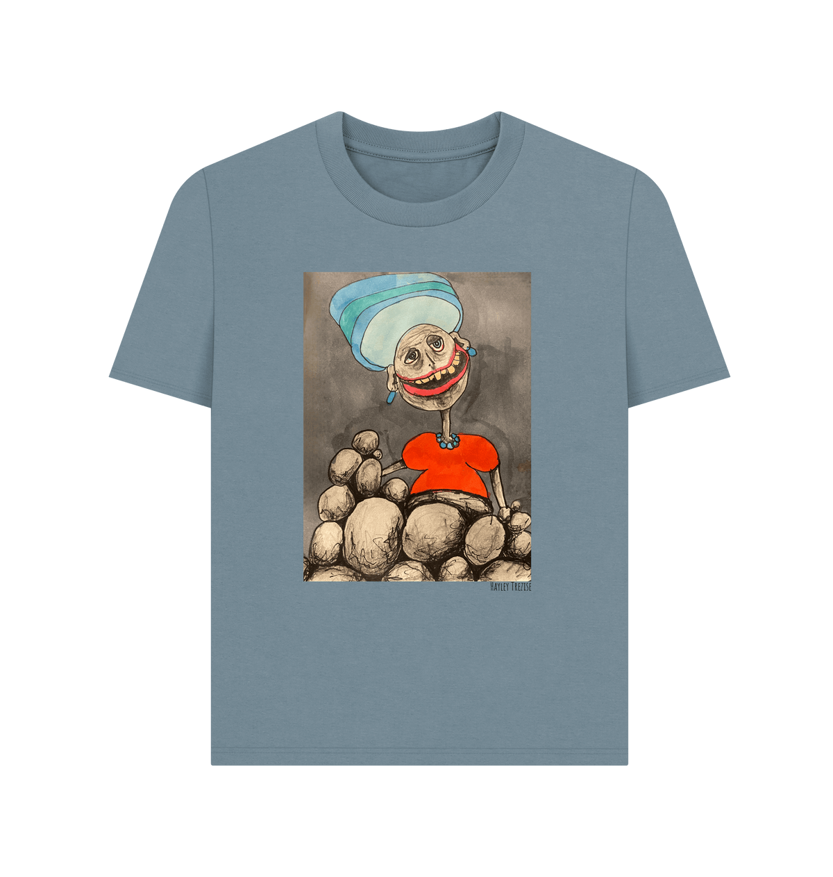 Stone Blue Printed T-shirt Front