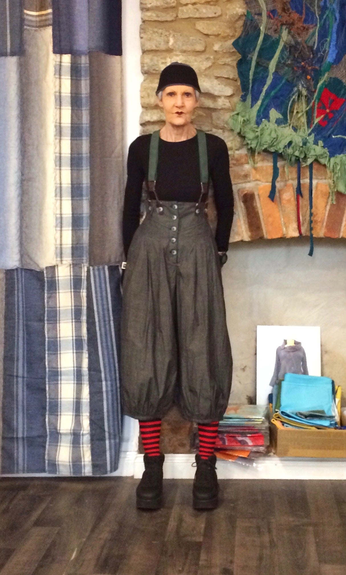 High Waisted Trousers – Black Stripe