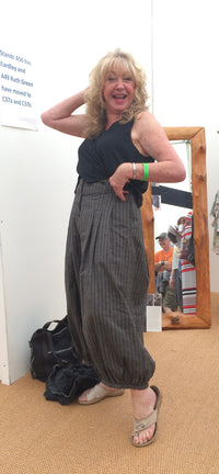 High Waisted Trousers – Black Stripe