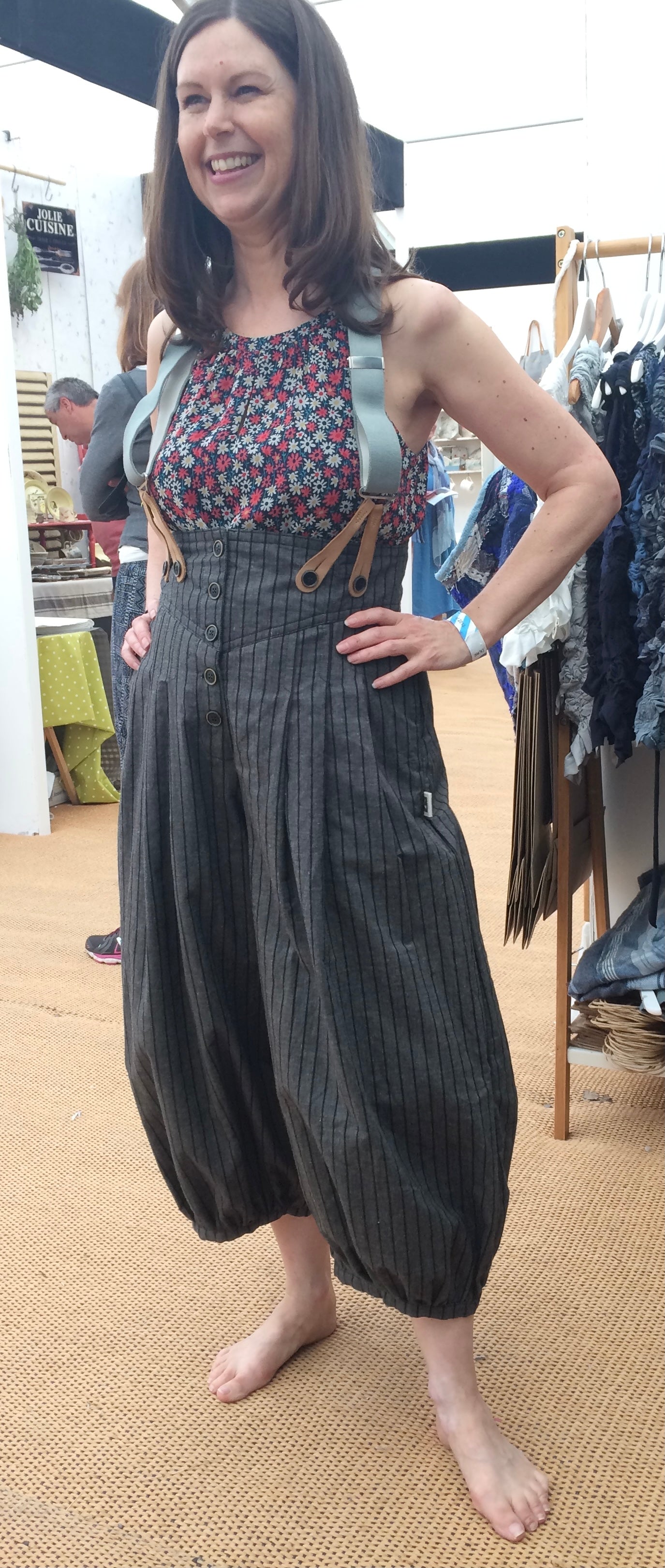 High Waisted Trousers – Black Stripe