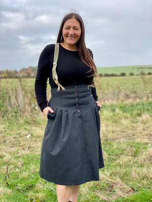 High wastes skirt - dark grey and teal flex - made to order