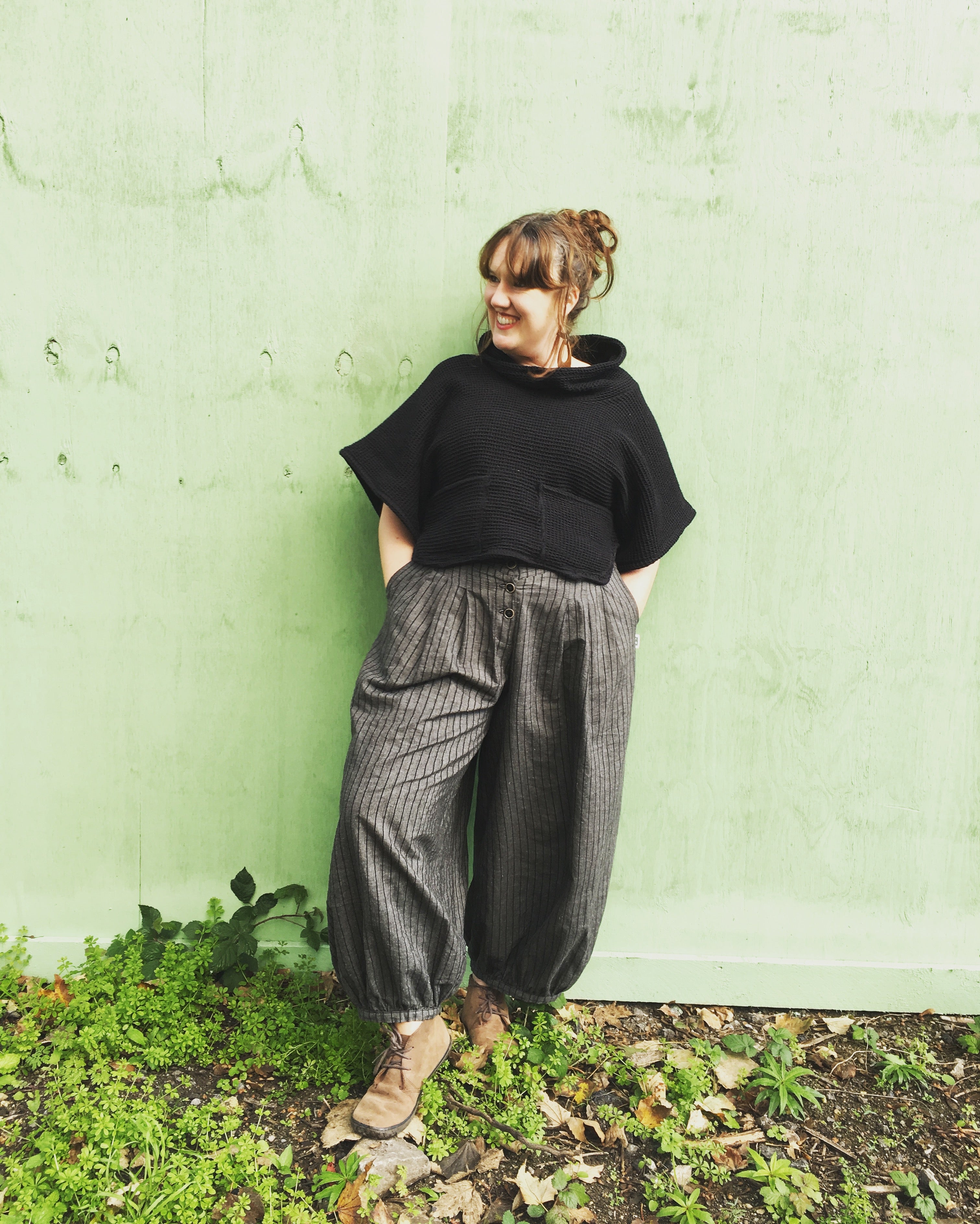 High waisted trousers - Horizontal stripe