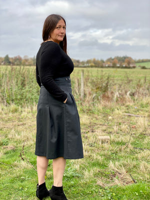 High wastes skirt - dark grey and teal flex - made to order