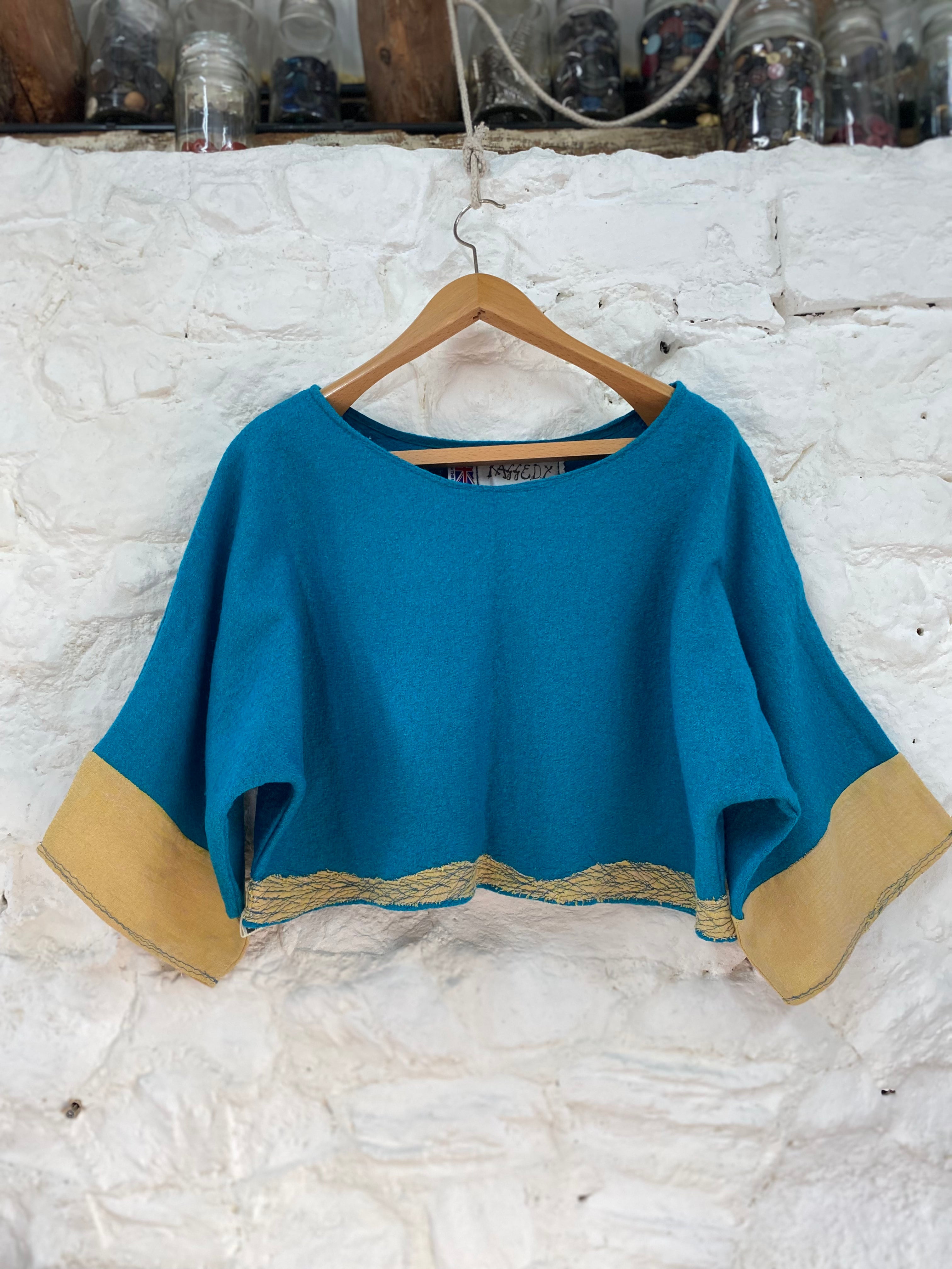 Teal wool crop top