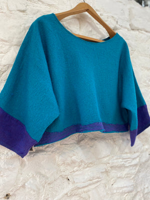 Teal wool crop top