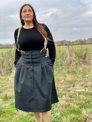 High wastes skirt - dark grey and teal flex - made to order