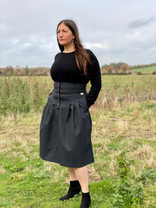 High wastes skirt - dark grey and teal flex - made to order